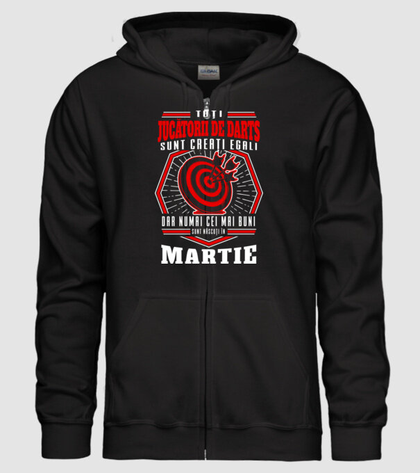 Toți jucătorii de darts sunt creați egali, dar numai cei mai buni sunt născuți în martie. model negru pe tricou
