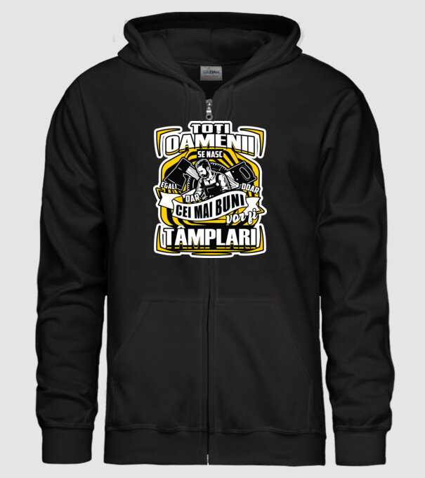 Toți oamenii tâmplari model negru pe tricou