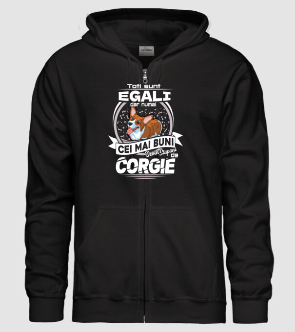 Toți sunt egali, dar numai cei mai buni devin stăpâni de corgie lght model negru pe tricou