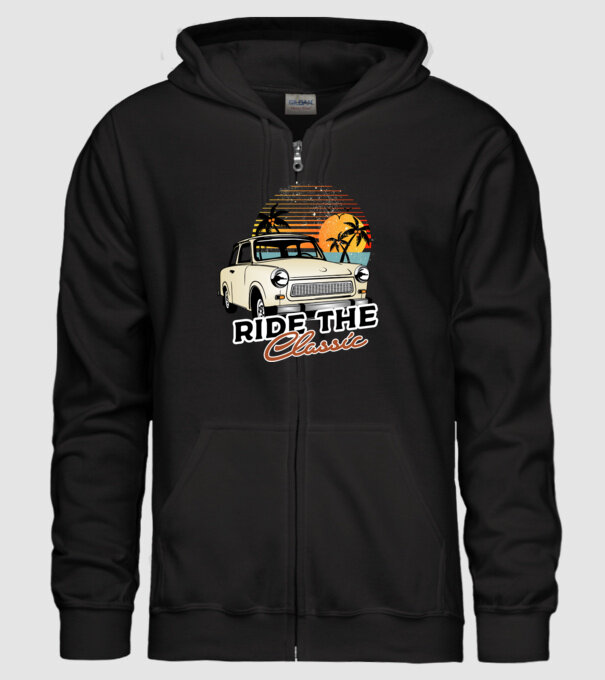 Trabant Ride The Classic model negru pe tricou