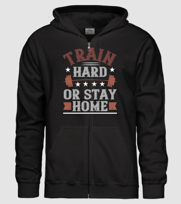 Train Hard model negru pe tricou