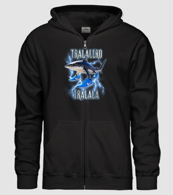Tralalero Tralala model negru pe tricou