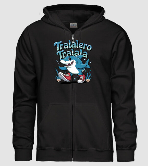 Tralalero Tralala drăguț model negru pe tricou