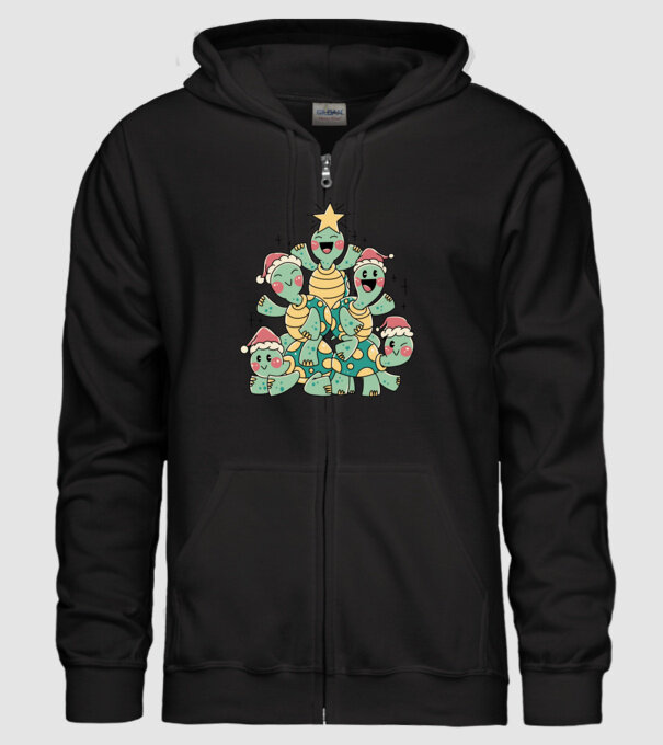 Turtle christmas tree model negru pe tricou