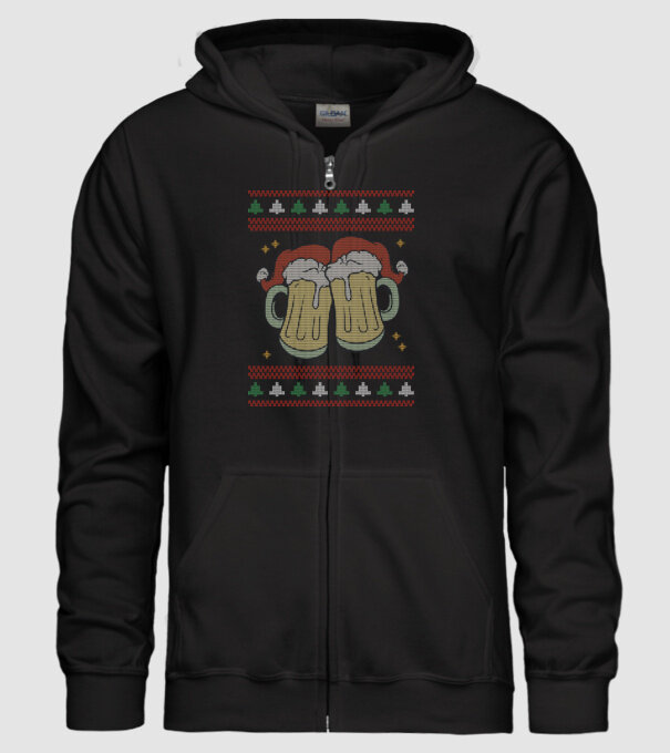 ugly sweater beers model negru pe tricou
