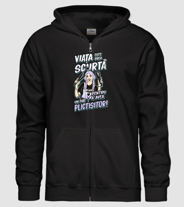 viata este prea scurta pentru a avea un par plictisitor model negru pe tricou