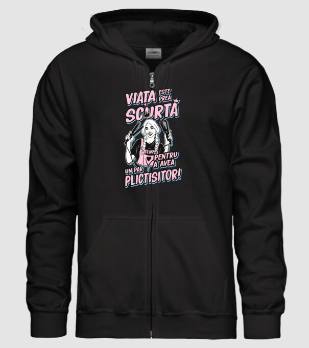 viata este prea scurta pentru a avea un par plictisitor model negru pe tricou