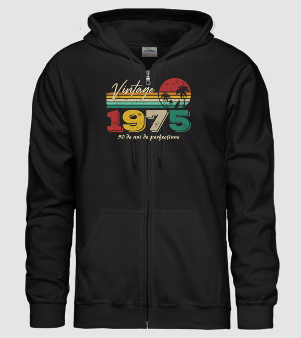 VINTAGE 1975 model negru pe tricou