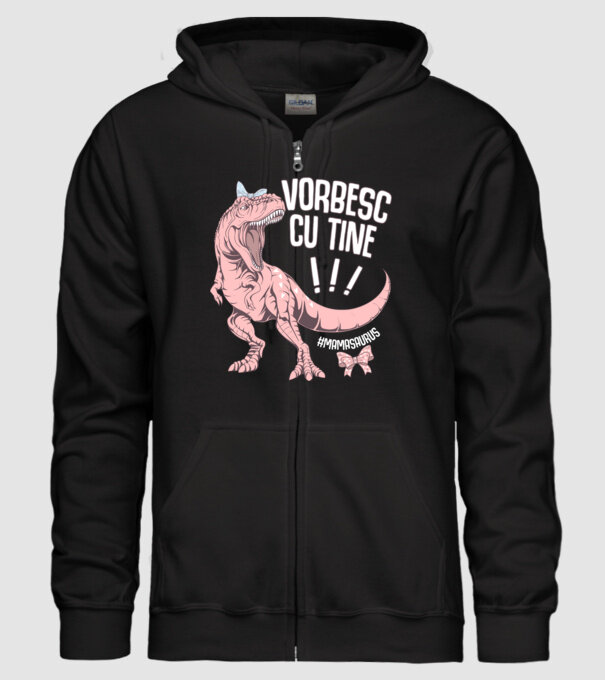 Vorbesc cu tine! #mamasaurus model negru pe tricou