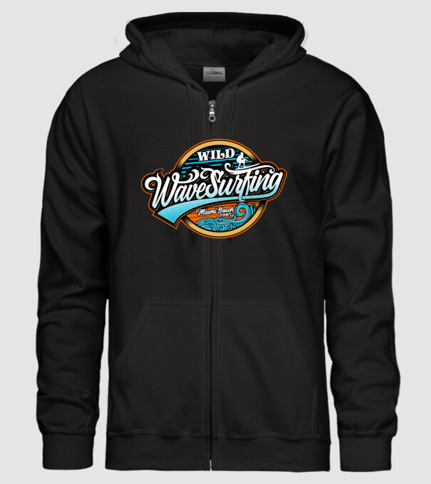 WaveSurfing model negru pe tricou