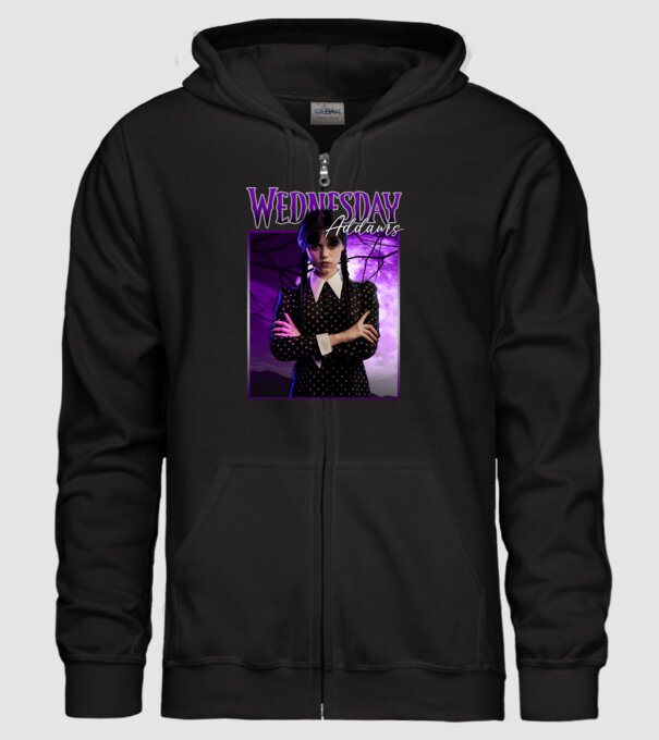 Wednesday Addams model negru pe tricou