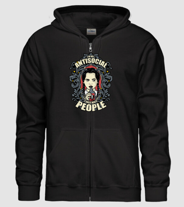WEDNESDAY - Just hate people model negru pe tricou