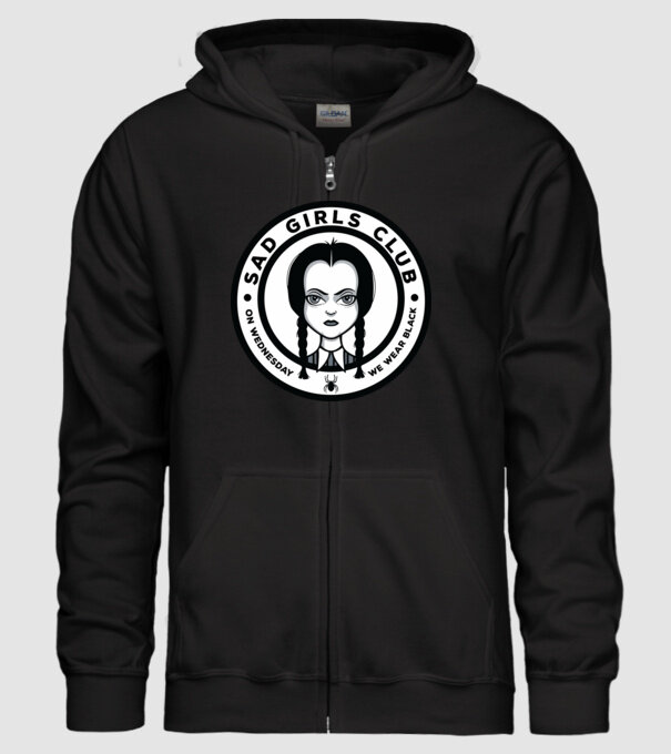 WEDNESDAY Sad Girls Club model negru pe tricou