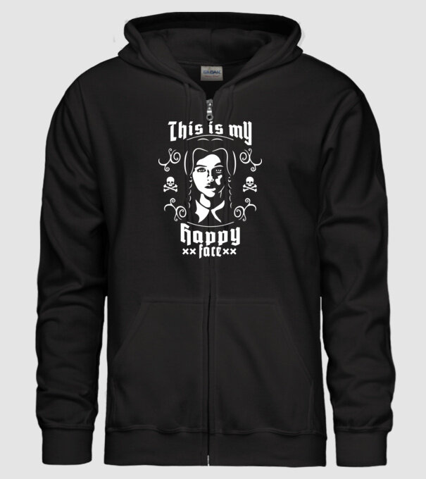 WEDNESDAY This is my happy face model negru pe tricou