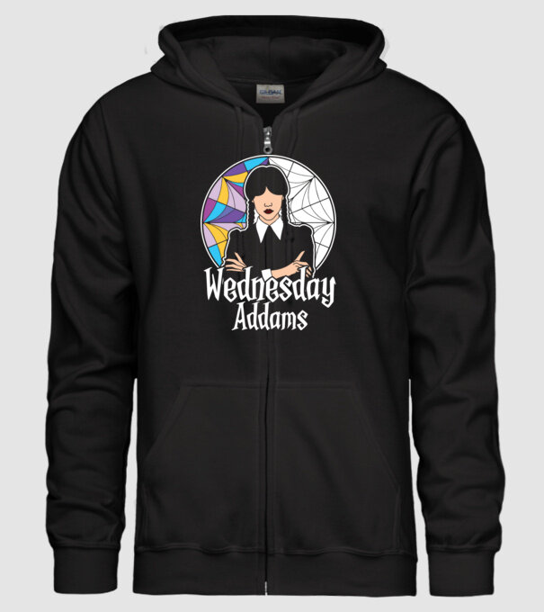 Wednesday Window colorful model negru pe tricou