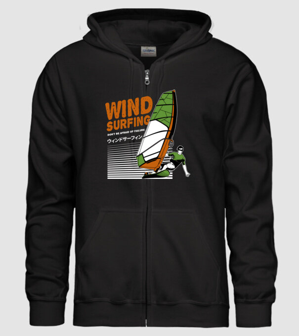Wind Surf model negru pe tricou
