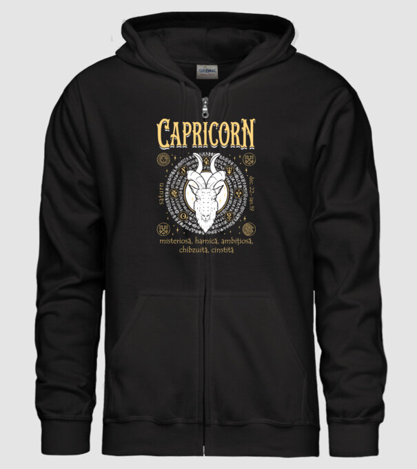 Zodiac femeie CAPRICORN golden model negru pe tricou
