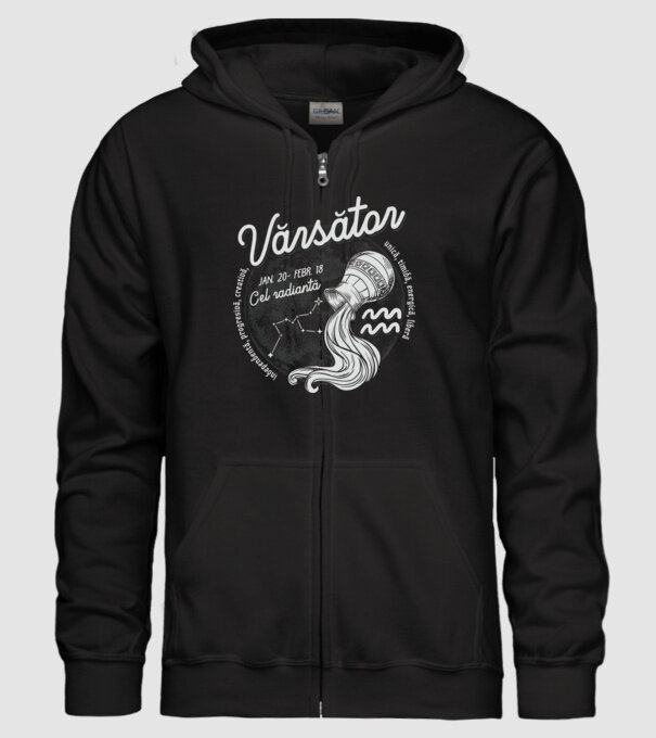 Zodiac femeie VĂRSĂTOR retro model negru pe tricou