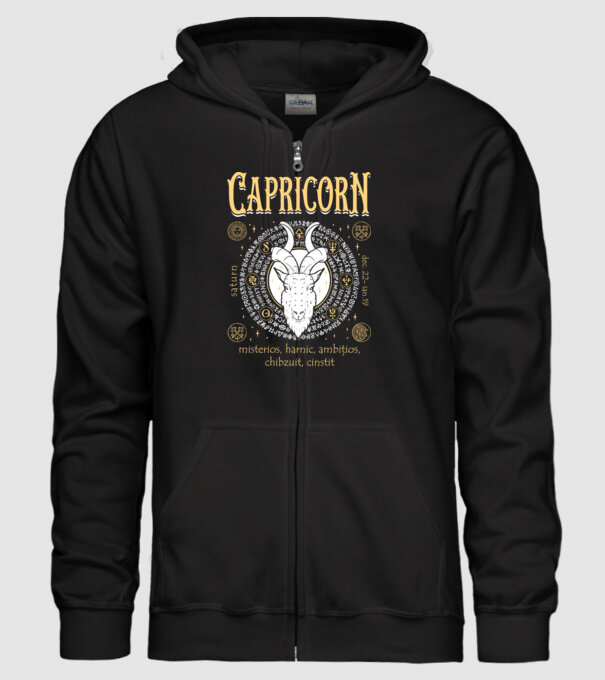 Zodiac bărbat CAPRICORN golden model negru pe tricou