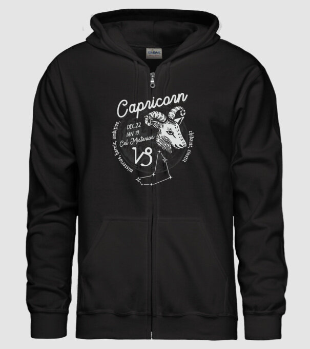 Zodiac bărbat CAPRICORN retro model negru pe tricou