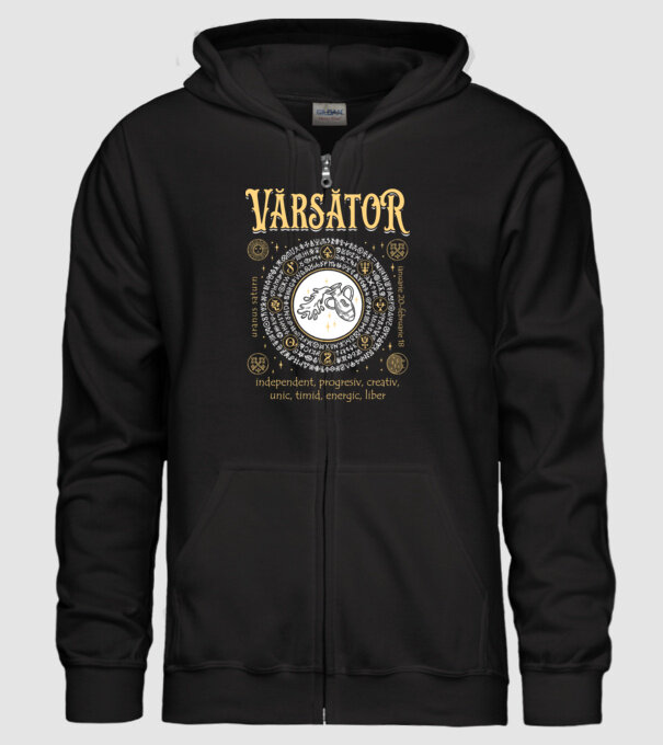 Zodiac bărbat VĂRSĂTOR golden model negru pe tricou