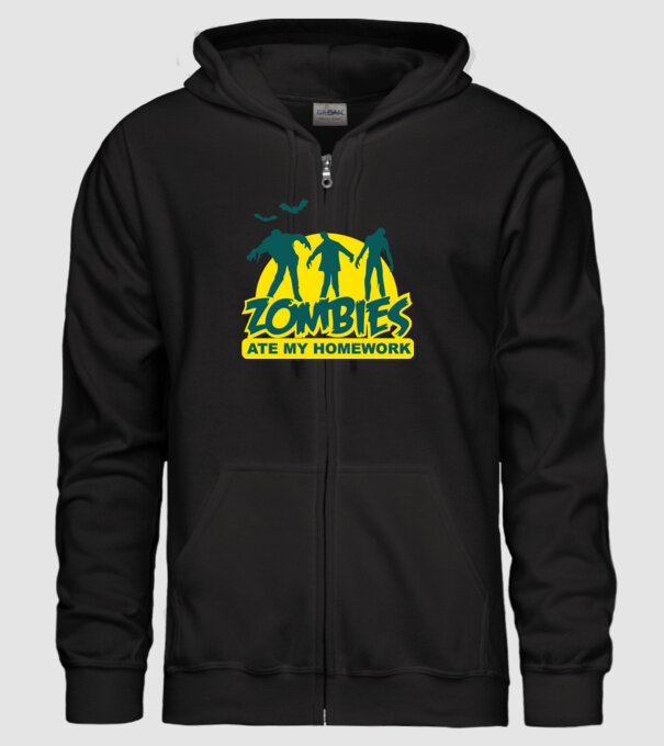 Zombies ate my homework model negru pe tricou