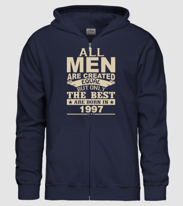 All men are created - 1997 model albastru închis pe tricou