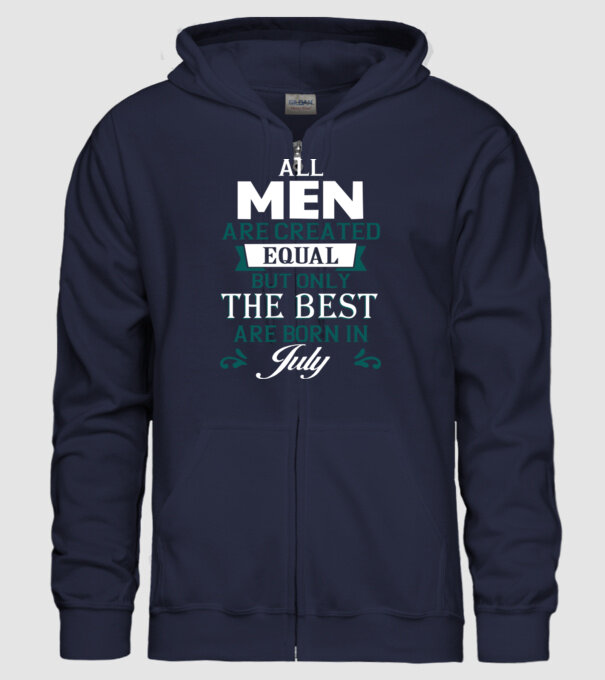 All men created equal but only the beat are born in july model albastru închis pe tricou