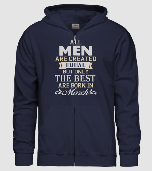 All men created equal but only the beat are born in march model albastru închis pe tricou