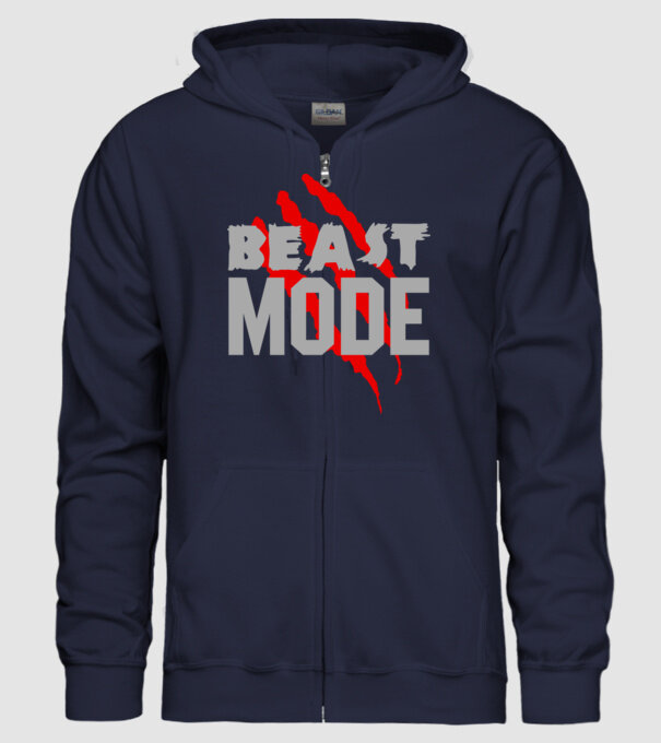 Beast mode model albastru închis pe tricou
