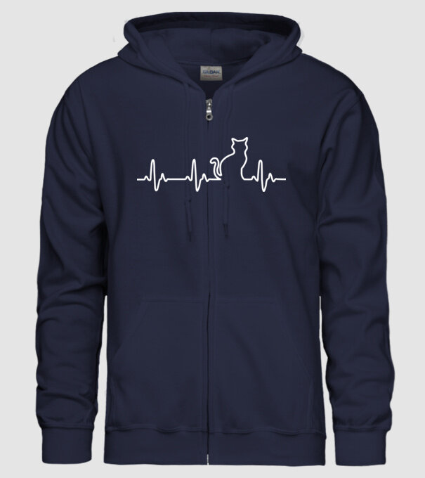 cat ekg model albastru închis pe tricou