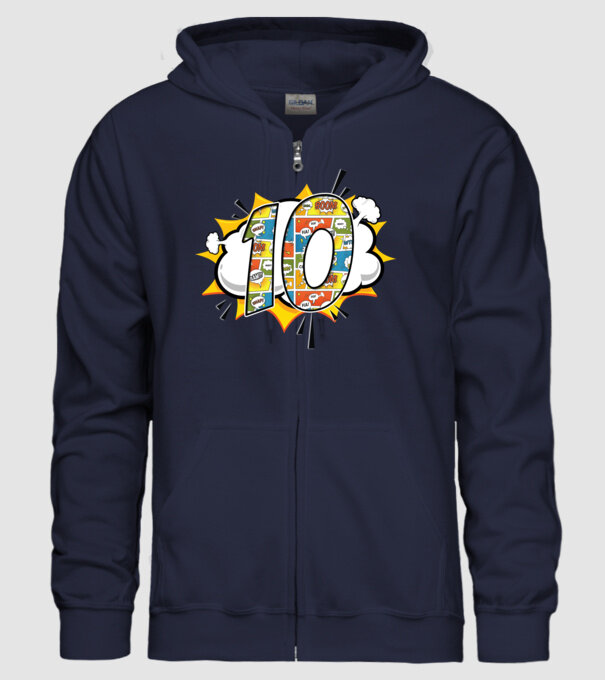 Birthday Comic Number 10 model albastru închis pe tricou
