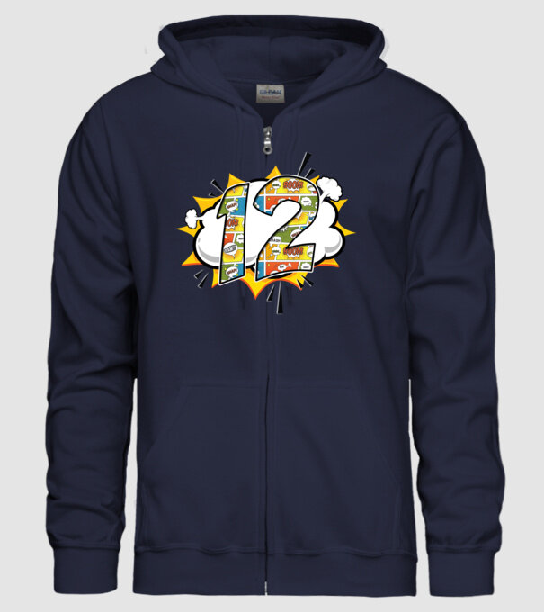 Birthday Comic Number 12 model albastru închis pe tricou