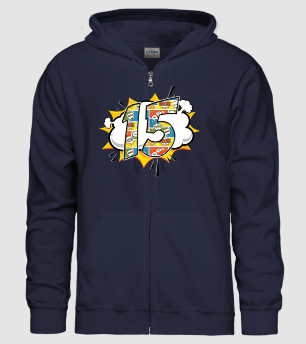Birthday Comic Number 15 model albastru închis pe tricou
