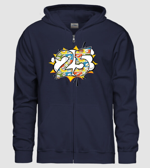 Birthday Comic Number 25 model albastru închis pe tricou