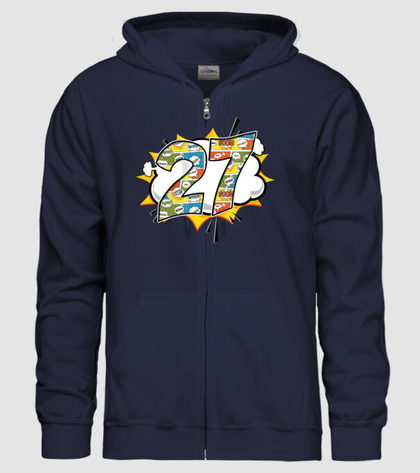 Birthday Comic Number 27 model albastru închis pe tricou