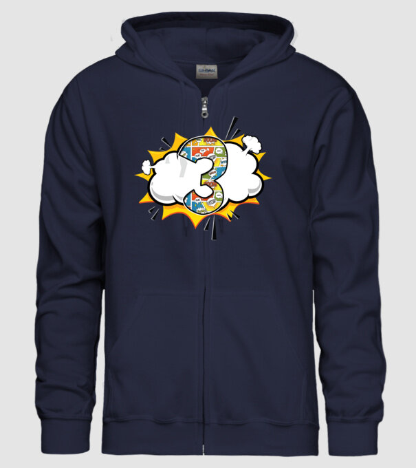 Birthday Comic Number 3 model albastru închis pe tricou