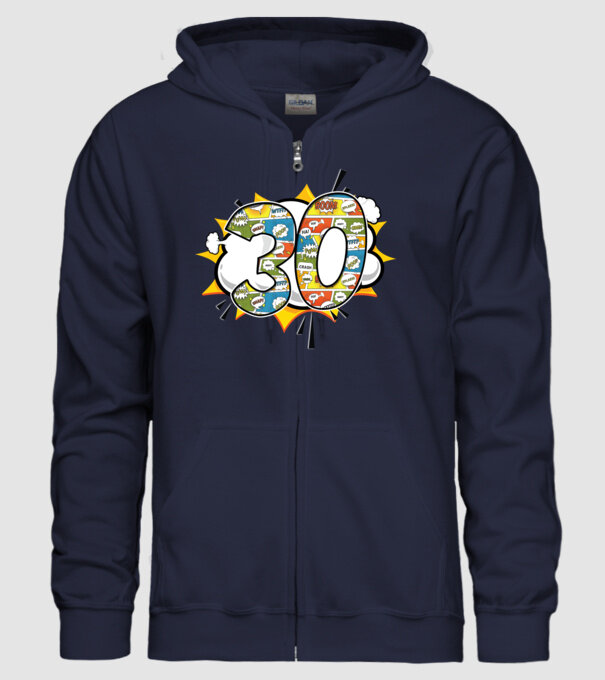 Birthday Comic Number 30 model albastru închis pe tricou