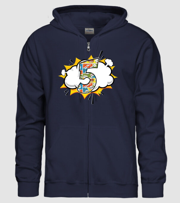 Birthday Comic Number 5 model albastru închis pe tricou