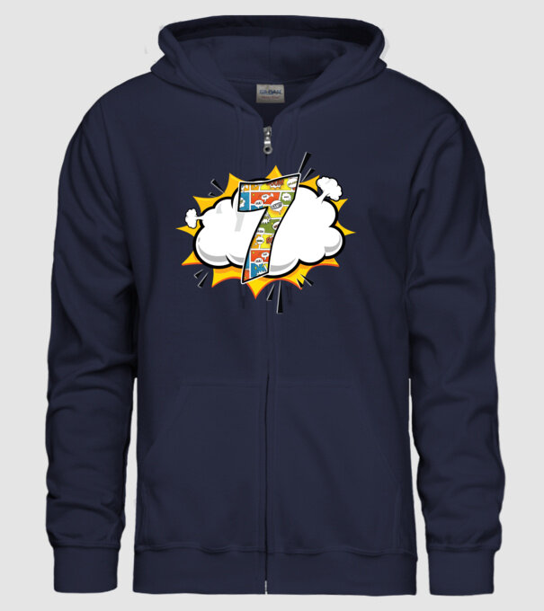 Birthday Comic Number 7 model albastru închis pe tricou