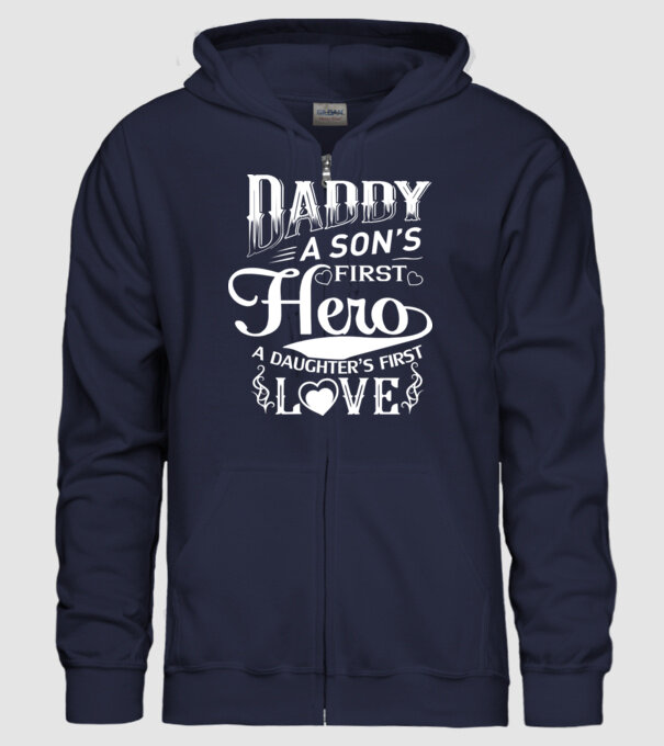 Daddy, a sons first hero, a daughters first love model albastru închis pe tricou