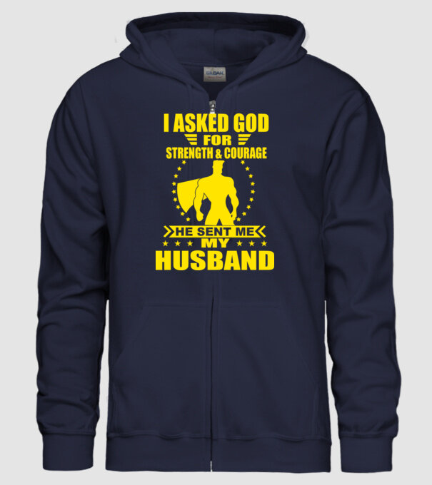 I-am cerut lui Dumnezeu putere și curaj soț eng model albastru închis pe tricou