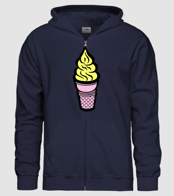 Înghețată model albastru închis pe tricou