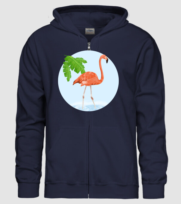 Flamingo model albastru închis pe tricou