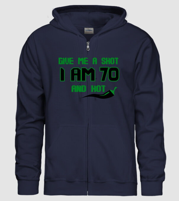 Give me a shot - 70 model albastru închis pe tricou