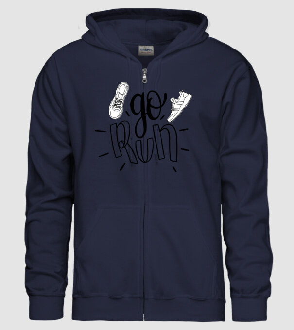 Go run 2c model albastru închis pe tricou