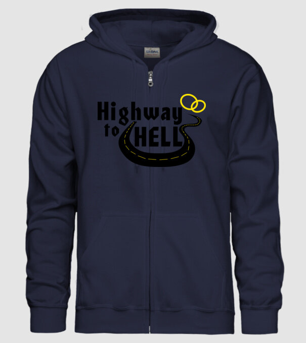 Highway to hell simple model albastru închis pe tricou