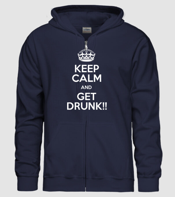 keep calm and get drunk model albastru închis pe tricou