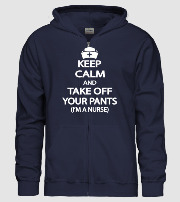 Keep calm and take off your pants model albastru închis pe tricou