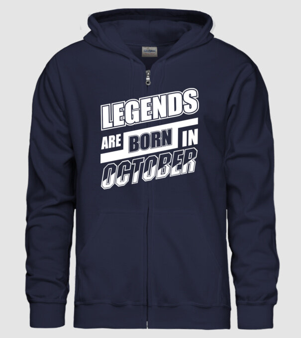 Legends are born in October model albastru închis pe tricou